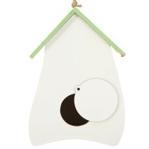 Artikel Vogelhaus aus Holz 21cm mit mintgrünem Dach und floralem Motiv zur Innendekoration