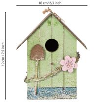 Artikel Vogelhaus mit Blumenverzierung romantische Landhausdekoration 19cm