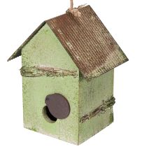 Artikel Vogelhaus aus Holz 19 cm Grün mit Blumenmotiv für Garten- und Wohnbereich