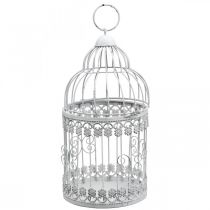 Vogelkäfig zum Hängen, Deko-Voliere, Metalldeko, Shabby Chic Weiß Ø12,5cm H25cm
