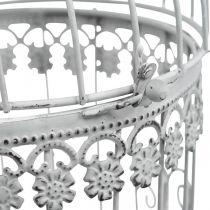 Vogelkäfig zum Hängen, Deko-Voliere, Metalldeko, Shabby Chic Weiß Ø12,5cm H25cm