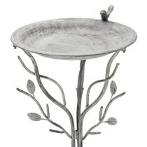 Artikel Dekorative Vogeltränke aus Metall mit Blattmuster, 74 cm, Grau