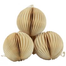 Artikel Wabenbälle aus Papier Ø8cm Creme-Gold 4 Stück Weihnachten