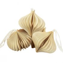 Artikel Wabenbälle Zwiebel-Form Cremeweiß-Gold Ø 8 cm, 4 Stück
