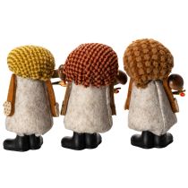 Artikel Set aus 3 Wichtel Figuren aus Filz und Kunststoff 10 cm mit Bart und Zipfelmütze