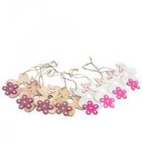 Wanddeko Holz Blume Schmetterling Weiß Rosa 10×9cm 8St