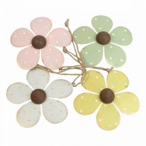 Wanddeko Metall Blume Türdeko Weiß Rosa Grün Gelb 10cm 4St