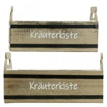 Artikel Kräuterkiste 2er-Set Holz Braun mit Pflanzfolie 41x21x17cm und 36,5x19x13cm