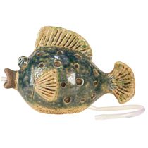 Artikel Wasserspeier Figur Keramik Fisch Blau Braun 20×11×13,5cm
