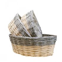 Artikel Weidenkorb-Set zum Bepflanzen 3-teilig in Grau und Natur, ca. 29, 33 und 38 cm