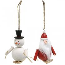 Artikel Christbaumschmuck Holzfiguren Weihnachtsmann und Schneemann 11 cm, 2er-Set