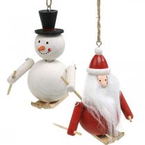 Artikel Christbaumschmuck Holz Weihnachtsmann und Schneemann 11cm 2St