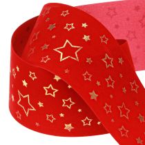 Artikel Weihnachtsband Rot Band mit Sternen Drahtkante 60mm 20m