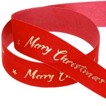 Artikel Weihnachtsband Rot Gold „Merry Christmas“ Band 25mm 20m