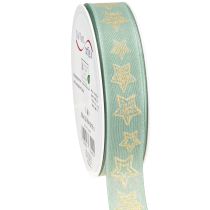 Artikel Weihnachtsband Sterne Geschenkband Türkis 25mm 18m