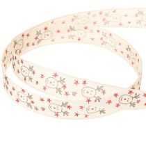 Artikel Weihnachtsband mit Rentieren Weiß Creme Stabile Kante 15mm 18m