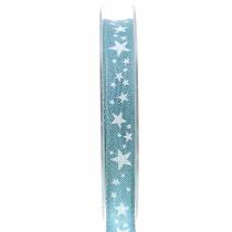 Juteband mit Sternmotiv Blau 15mm 15m