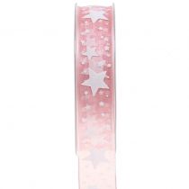Weihnachtsband mit Motiv Rosa 25mm 20m
