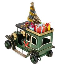Artikel Weihnachtsdeko-Auto aus Metall in Grün, 15×7×16 cm, mit Geschenken und Weihnachtsbaum
