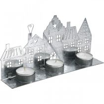 Artikel Weihnachtsdeko Häuser, Teelichthalter Metall Silbern 25cm
