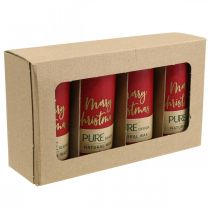 Artikel PURE Stumpenkerzen Merry Christmas 130/60mm Wachs Rot 4St