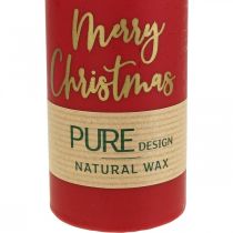 Artikel PURE Stumpenkerzen Merry Christmas 130/60mm Wachs Rot 4St