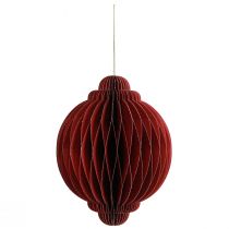 Artikel Weihnachtsanhänger Papier Bordeaux Wabenform H20cm