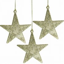 Weihnachtsdeko Stern Anhänger Golden Glitter 10cm 12St