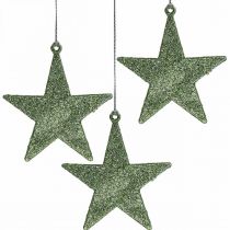 Weihnachtsdeko Stern Anhänger Mint Glitter 10cm 12St