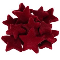 Artikel Weihnachtsdeko Sterne aus Kunststoff in Bordeaux, beflockt, Ø 4–5 cm, 40 Stück