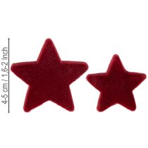 Artikel Weihnachtsdeko Sterne aus Kunststoff in Bordeaux, beflockt, Ø 4–5 cm, 40 Stück