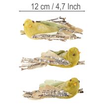 Artikel Weihnachtsdeko Vogel mit Clip Grün 12cm 6er-Set Kunststoff, Holz