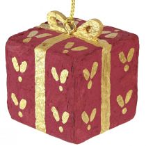 Artikel Christbaumschmuck Geschenkboxen Pappmaché 6 cm Rot Grün Gold 3er-Set