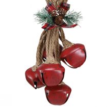 Artikel Weihnachtsdeko Hänger Rote Metallschellen mit Schleife 51cm
