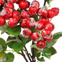 Weihnachtszweige mit roten Beeren, Winterdeko, Scheinbeere Rot beschneit L58cm