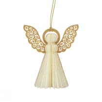 Artikel Papierengel aus Wabenpapier und Karton, Weiß-Gold, H12cm, 4 Stück