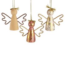 Artikel Weihnachtsengel Holz Deko Gold Dekohänger 9×3×7,5cm 6 St