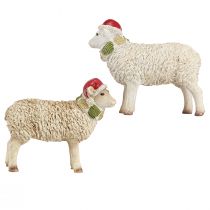 Artikel Weihnachtsfiguren 2er-Set Schaf mit Mütze und Schal Polyresin 16cm Weiß und Braun