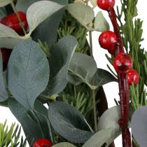 Artikel Weihnachtsgirlande aus künstlichen Tannenzweigen, Eukalyptus und Beeren, 160 cm, grün