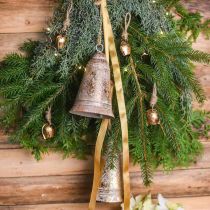 Weihnachtsglocke zum Hängen, Advent, Glocke Golden Antik-Optik Ø10,5cm H17cm