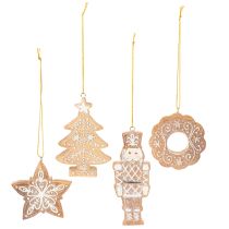 Artikel Weihnachtsanhänger Lebkuchen-Optik Kunststoff 6cm 4-teilig