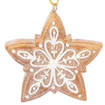 Artikel Weihnachtsanhänger Lebkuchen-Optik Kunststoff 6cm 4-teilig