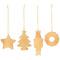 Artikel Weihnachtsanhänger Lebkuchen-Optik Kunststoff 6cm 4-teilig