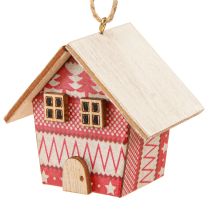 Artikel Weihnachtshäuschen zum Hängen Papier Holz Rot 5,5cm 6 St