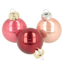 Artikel Weihnachtskugeln Glas glänzend Rosa Rot 3cm 22 Stück