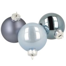 Artikel Dekokugel-Set Glas – Blau-Grau, Oberfläche matt, glänzend 5cm 24St