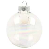 Artikel Glaskugel in Perlmutt-Optik mit irisierendem Schimmer 6cm 24St