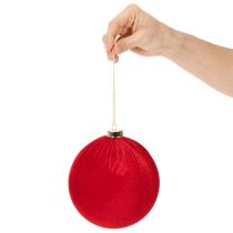 Artikel Weihnachtskugel Rot 15 cm mit Samtüberzug zum Aufhängen 3er-Set