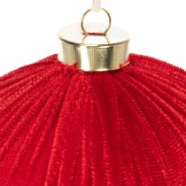 Artikel Weihnachtskugel Rot 15 cm mit Samtüberzug zum Aufhängen 3er-Set