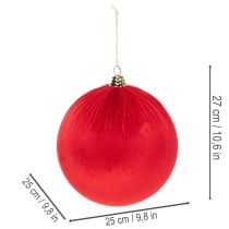 Artikel Weihnachtskugel Samt Rot 25 cm Set 2 Stück für Innenbereich